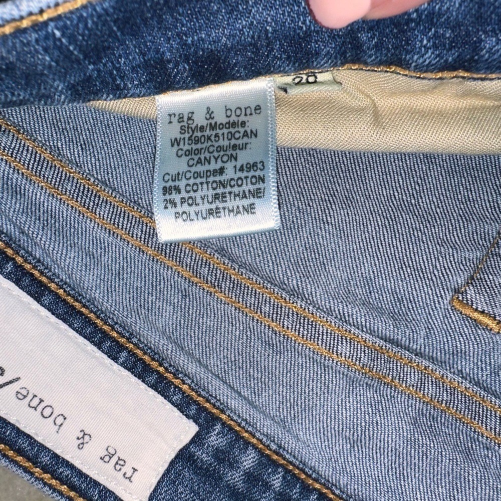 Rag & Bone Size 28 Dre Style Distressed Blue Women's Straight Leg Jeans - Picture 10 of 14